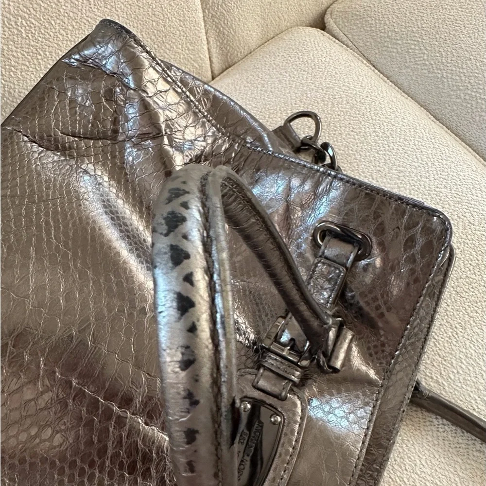 Michael Kors Faux Snakeskin Embossed Metallic Satchel